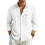 (Black,M)Camicia cardigan uomo larga cotone lino con maniche lunghe e colletto classico per stile urban 8