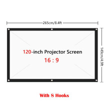 (120 inch + 8 Hooks)Portable Foldable Projector Screen 169 Hd Outdoor Home Cinema Theater Movie 3d