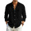 (Sky Blue,M)Camicia cardigan uomo larga cotone lino con maniche lunghe e colletto classico per stile urban 4