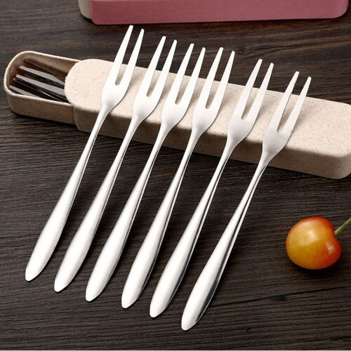 (1pcs)Stainless Steel West Tableware Fruit Fork Tableware Snack Cake Cafeteria Dessert 1