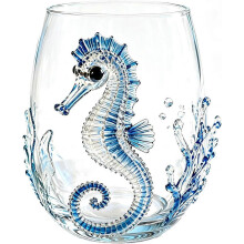 Blue Ringed Octopus 3D Stemless Wine Glasses, Ocean Fantasy Embossed Glass Marine Animal Bar Gl