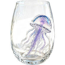 Blue Ringed Octopus 3D Stemless Wine Glasses, Ocean Fantasy Embossed Glass Marine Animal Bar Gl