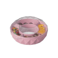 Nouveau plateau à goûter réutilisable avec poignées pour gobelets de 1,2 L (40 oz), bol à goûter à 4 compartiments - rose