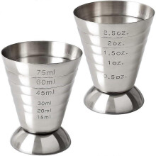 New Stainless Steel Cocktail Jiggers, 2.5 oz, 75ml, 5 Tbsp, 2 Pack,2024 Ping