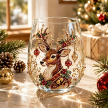 Verre à vin sans pied de Noël, Père Noël, idéal pour les fêtes, les boissons (vin, jus, etc.), cadeau pour adultes.
