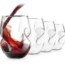 Nouveau lot de 4 verres à vin rouge - 473 ml, en verre soufflé à la main