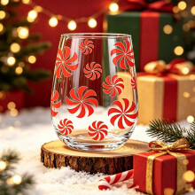 Verre à vin sans pied de Noël, Père Noël, idéal pour les fêtes, à offrir ou à boire (vin, jus, etc.). Cadeau pour adultes.