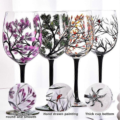 New four seasons wine glasses hand painted anniversary 1 PCS Spring