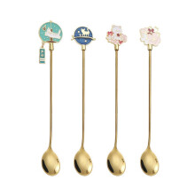 4pcs Cat Flatware Cutlery Set Stainless Steel Spoon Fork Dessert Tea Ice Cream Spoons Cartoon Mixing