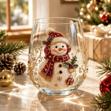 Verre à vin sans pied de Noël, Père Noël, idéal pour les fêtes, à offrir ou à boire (vin, jus, etc.). Cadeau pour adultes.