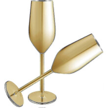 New 2 Sets Of Stainless Steel Champagne Flute Glasses, 200ml Gold