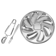 New Oyster Serving Tray Stainless Steel Oyster Dish for Home Use 5Sets
