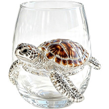 Blue Ringed Octopus 3D Stemless Wine Glasses, Ocean Fantasy Glass Marine Animal Bar Gl Turtle