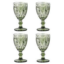 Set 4 Embossed Champagne Goblets Wedding Glasswares Wine Glasses Cups Beverage Drinkwares B