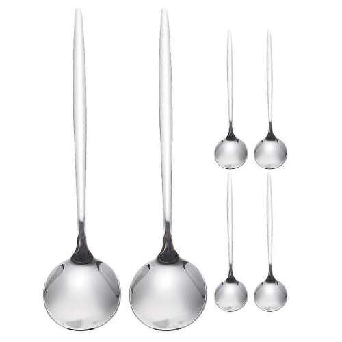 New Silver Stainless Steel Spoon Set for Kitchen Use 6Pcs