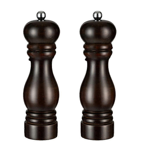 Salt Pepper Grinder Set,manual Pepper Mills Adjustable Refillable Spice Grinders brown 7 inch