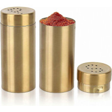 New Stainless Steel Salt and Pepper Shakers, Durable Spice Grinder Set for Kitchen Use, 1 Set gold