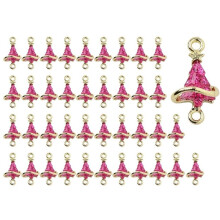 Double Drop Christmas Tree Charms, 40PCS Alloy Pendant for DIY Making Festive Xmas Tree Charms, DIY Rose Red