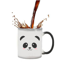 Nouvelle tasse thermosensible, tasse à café en céramique panda avec un chat rigolo qui change de couleur