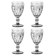 Lot de 4 gobelets en verre coloré à motifs en relief pour mariages et fêtes.
