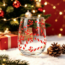 Christmas Stemless Wine Glass Santa Claus Holiday Drinking Cup Wine, Juice Parties, Gift Adults H