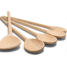 New Set Of 5 Wooden Spoons, 25-35 Cm Long, Wooden Spoons, Various Sizes