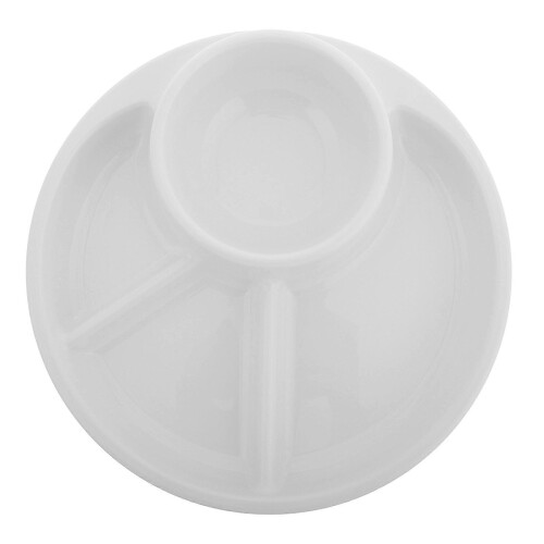 New Reusable 3 Compartment Divided Plates for Fat Reduction White Dinner Plates