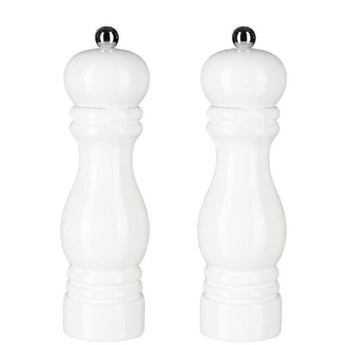 Salt Pepper Grinder Set,manual Pepper Mills Adjustable Refillable Spice Grinders white 7 inch