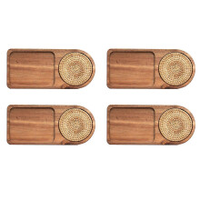 Plateau à café en bois (4 pièces), plateau petit-déjeuner, service de table, vaisselle à café et à thé, couleur bois B