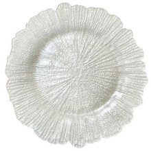 Assiette de présentation en verre blanc New Weddinggeneral Glass Reef, dorée, pour événements et mariages, 33 cm de diamètre.