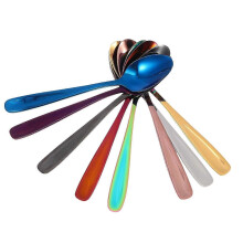 8Pcs Dessert Spoons Stainless Steel Home Daily Dining Assorted Color Design Seasoning Edition 0120
