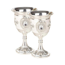 Neue Weißweingläser aus silberfarbener Legierung für Partys mit Retro-Blumenmuster, 2 Stück