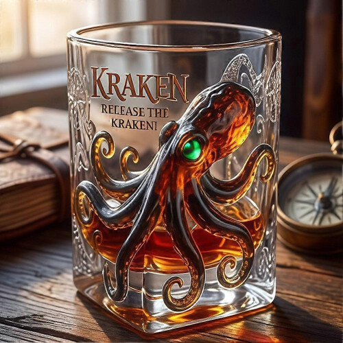 Nuovo bicchiere da whisky Kraken Black Spiced Rum Octopus, stile sei
