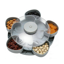 Plateau à apéritifs rotatif à 360 - 5 plateaux de service pour fruits, noix et sauces - PVC - Gris jeu