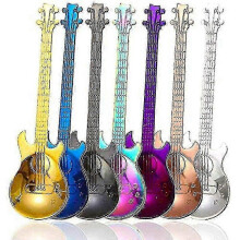 7 Piece Coffee Spoon Set, Colorful Stainless Steel Guitar Spoon Set Small Home Spoon, Ice Cream Tea