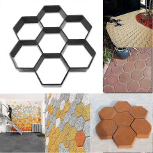 Pavés en béton hexagonaux réutilisables, pour dalles, allées, jardins, routes (28 x 29 cm, noir)