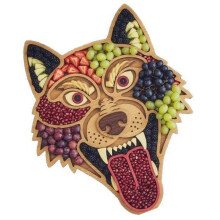 Halloween-Serviertablett aus Holz, geeignet für Snacks, Käse, Wurstwaren, Partys und mehrfarbige Wolfsplatte