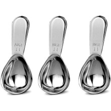 Set 3 Stainless Steel Short Handles, Spoons Coffee, Loose Tea, Sugar Flour (3 Pieces, 15ml)