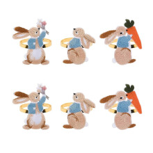 Ronds de serviette de Pâques (6 pièces) en métal avec boucle en forme de lapin, pour la table de Pâques, la cuisine ou la salle à manger.