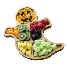 Halloween-Holzschale für Vorspeisen, Partytablett, Käsesnacks, Familienfeiern, mehrfarbiger Geist