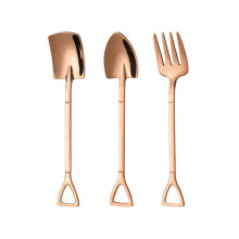 3PCS Tea Spoons Watermelons Shovel Spoon Fruit Fork Tablewares Set Utensils Coffee Dessert Rose Gold