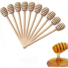 New 50pcs Portable Wooden Honey Spoons Honey Sticks (15cm)