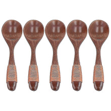 New 5pcs Wooden Spoon Lightweight Soup with Straight Handle Tableware for Home KitchenKhaki