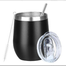 Verre à vin sans pied en acier inoxydable à double paroi de 35 cl, tasse à café, couvercle de bureau