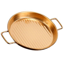 Plateau de service neuf en acier inoxydable doré avec poignées, pour usage domestique (lot de 3).