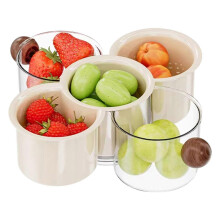 Abtropfschale, 360 drehbar, Aufbewahrungsschale mit Abtropffläche, für Obst, Nüsse, Snacks, Servierplatte, klein