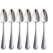 spoon set 6 pieces food grade stainless steel dessert spoon mirror fruit spoon, serrated gra