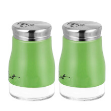Bocal à épices en verre avec couvercle en acier inoxydable, vert, lot de 2.