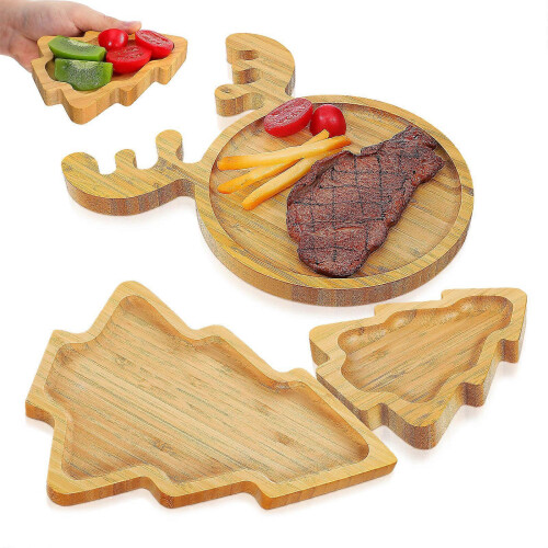 3pcs Tree Deer Shaped Dish Plate Food Storage Server Dessert Serving Dish Fruit Cheese Tray