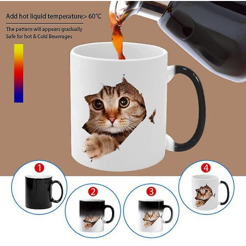New Heat Changing Mug,Funny Cat Color Changing Ceramic Coffee Mug 1